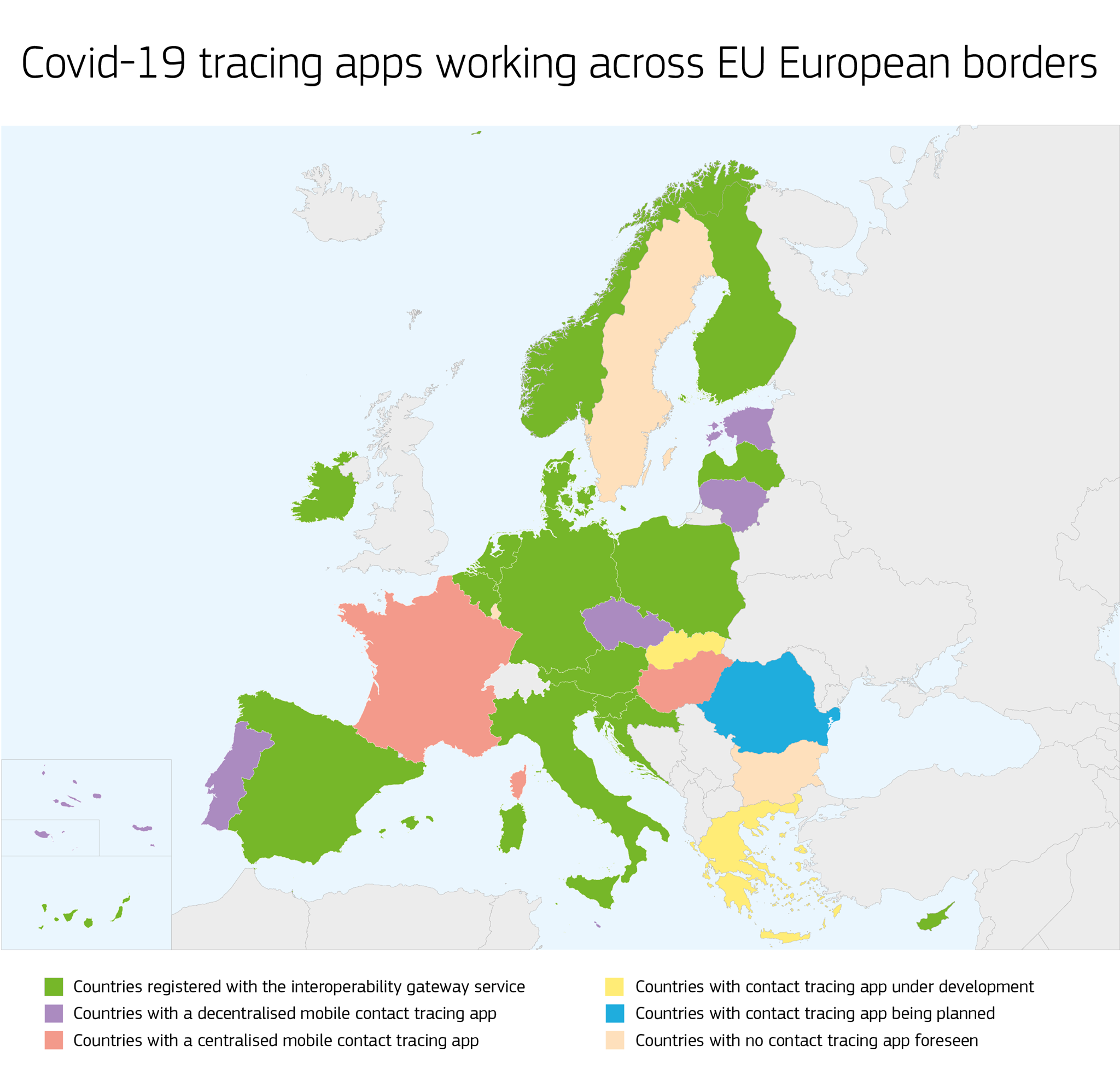 15 countries made their national coronavirus tracing and warning apps work across borders. These apps can now talk to each other and warn users if they were in contact with someone who has indicated that they have tested positive for COVID-19 (16-Mar-2021)